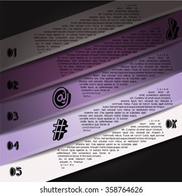 Colorful infographics template with 5 diagonal stripes. Vector illustration, can be used for business presentations, web design.
