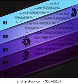 Colorful infographics template with 5 diagonal stripes. Vector illustration, can be used for business presentations, web design.