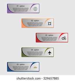 Colorful infographics template with 5 step, 5 options. Can be used for infographic, banner, poster, web design, brochure, presentation. Vector illustration
