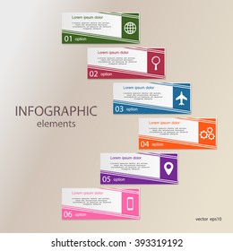 Colorful infographics template for business with 6 options or steps. Vector illustration can be used for infographic, banner, poster, web design, brochure, diagram, graph, presentation and chart