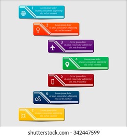 Colorful infographics template for business with 7 options or steps. Vector illustration can be used for infographic, banner, poster, web design, brochure, diagram, graph, presentation and chart