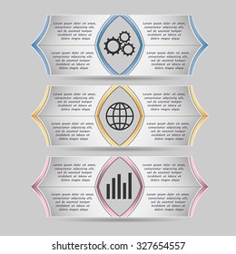 Colorful infographics template with steps or options. Can be used for infographic, banner, poster, web design, brochure, presentation. Vector illustration