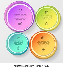 Colorful infographics template with steps, options. For infographic, banner, poster, web design, brochure, presentation. Vector illustration