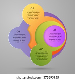 Colorful infographics template with steps, options. For infographic, banner, poster, web design, brochure, presentation. Vector illustration