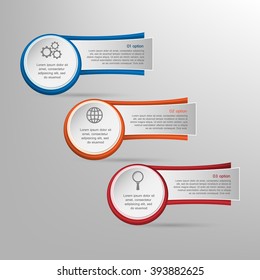 Colorful infographics template with steps, options. For infographic, banner, poster, web design, brochure, presentation. Vector illustration