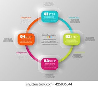 Farbige Infografik-Vorlage mit Schritten, Optionen. Für Infografik, Banner, Webdesign, Präsentation.  Vektorgrafik. EPS10. Infografische Vorlagen für Unternehmen