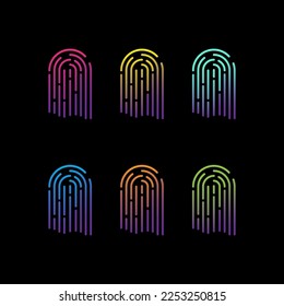 Colorful ingerprints. Digital security authentication concept. Vector illustration.