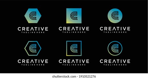 Colorful initial C logo design inspirations
