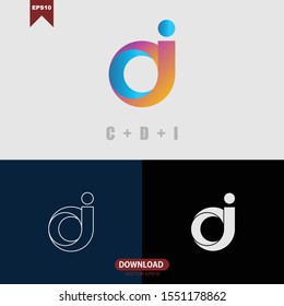 Colorful initial CDI C, D, I logo vector design