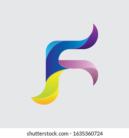 colorful Initial f logo template design,