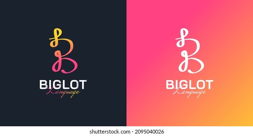 Colorful Initial Letter B Logo Design with Handwriting Style. Handwritten Signature Logo for Identity