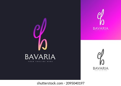 Colorful Initial Letter B Logo Design with Handwriting Style. Handwritten Signature Logo for Identity