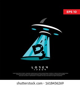 colorful initial letter b ufo logo, modern icon, template design