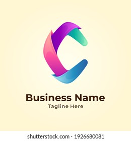 Colorful initial letter C gradient logo template