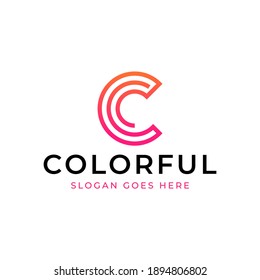 Plantilla de diseño de vectores de logotipo de letras iniciales coloridas C