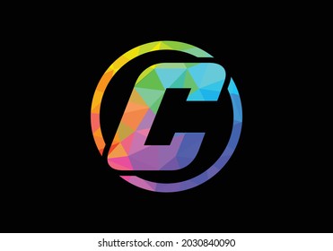 Colorful Initial letter C logo design in a circle. Modern logo for business company visual identity in low poly art style. Font emblem