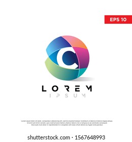 colorful initial letter c sphere logo, modern icon template design