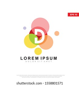 colorful initial letter d bubble logo. modern icon, template design