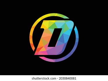 Colorful Initial letter D logo design in a circle. Modern logo for business company visual identity in low poly art style. Font emblem
