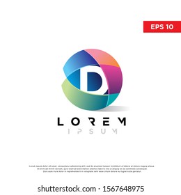 colorful initial letter d sphere logo, modern icon template design