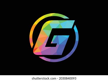 Colorida letra inicial Diseño del logotipo G en círculo. Logotipo moderno para la identidad visual de una empresa de negocios en un estilo de arte de polos bajo. emblema de letra