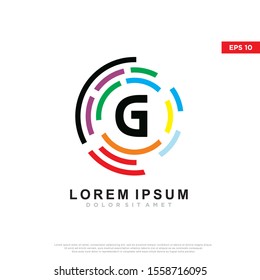 colorful initial letter g technology logo. modern icon, template design