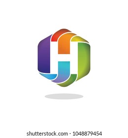 Colorful initial letter H logo, vector logo template