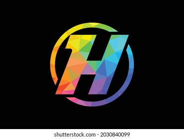 Colorful Initial letter H logo design in a circle. Modern logo for business company visual identity in low poly art style. Font emblem