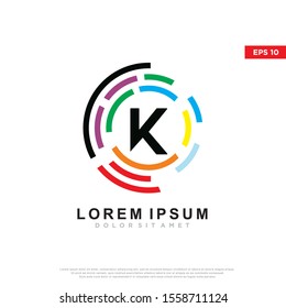colorful initial letter k technology logo. modern icon, template design