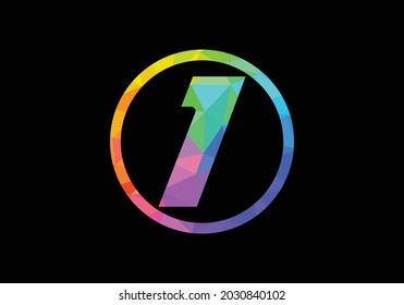 Colorida Letra inicial diseño del logotipo I en un círculo. Logotipo moderno para la identidad visual de una empresa de negocios en un estilo de arte de polos bajo. emblema de letra