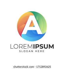 colorful initial letter A logo template, vector file eps 10, text is easy to edit