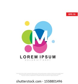 colorful initial letter m bubble logo. modern icon, template design