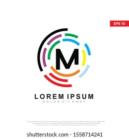colorful initial letter m technology logo. modern icon, template design