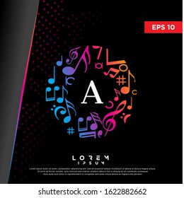 colorful initial letter a music notes logo. modern icon, template design