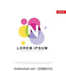 colorful initial letter n bubble logo. modern icon, template design