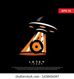 colorful initial letter o ufo logo, modern icon, template design
