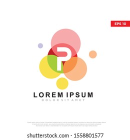 colorful initial letter p bubble logo. modern icon, template design