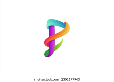 Colorful initial letter P logo