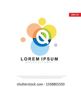 colorful initial letter q bubble logo. modern icon, template design