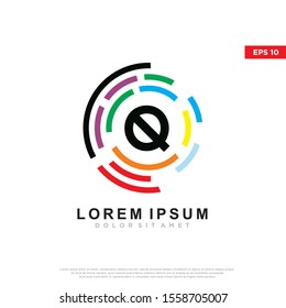 colorful initial letter q technology logo. modern icon, template design