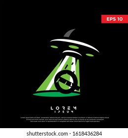 colorful initial letter q ufo logo, modern icon, template design
