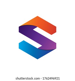 Colorful Initial Letter S Hexagon Logo Design Template Vector