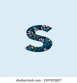 Colorful Initial Letter S Nature Floral Leaves logo icon.