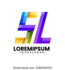 colorful initial letter sl icon logo design 