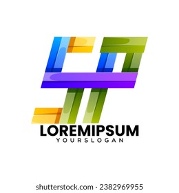 colorful initial letter sp icon logo design 
