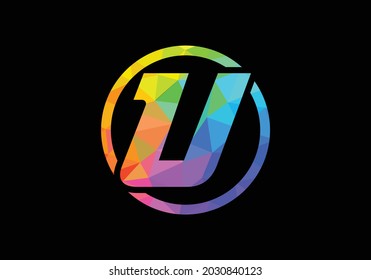 Colorida Letra inicial diseño del logo U en un círculo. Logotipo moderno para la identidad visual de una empresa de negocios en un estilo de arte de polos bajo. emblema de letra
