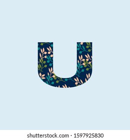 Colorful Initial Letter U Nature Floral Leaves logo icon.