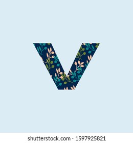 Colorful Initial Letter V Nature Floral Leaves logo icon.