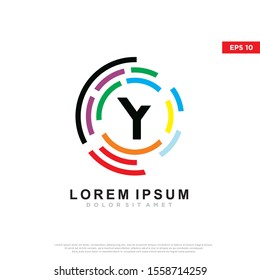 colorful initial letter y technology logo. modern icon, template design