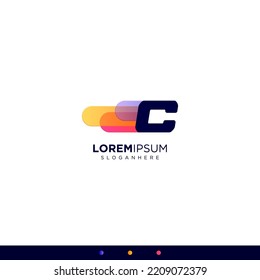 Colorful Initial Letters C Fast Speed ​​Logo Design Template